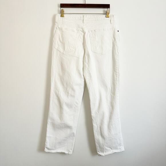 ABERCROMBIE The 90s Straight Ultra High Rise Destroyed Jeans White 34 Short - Picture 8 of 12